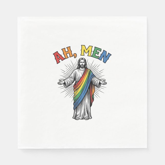 Ah Männer Regenbogen Religiös Vintage Serviette (Vorderseite)