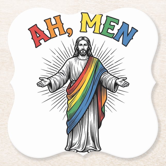 Ah Männer Regenbogen Religiös Vintage Untersetzer (Vorderseite)