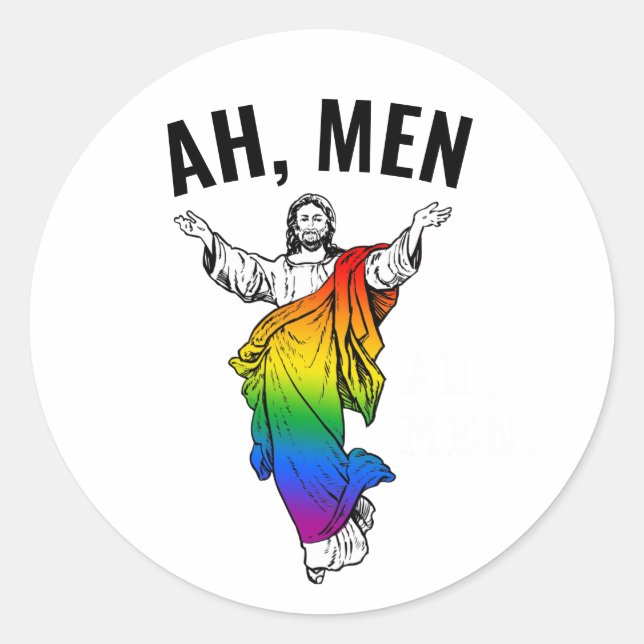 Ah Men - Funny Jesus Meme Runder Aufkleber (Vorderseite)