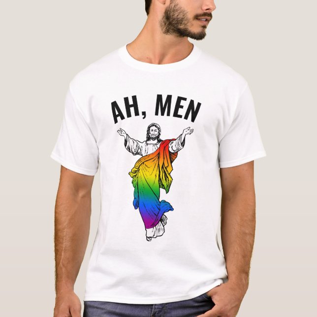 Ah Men - Funny Jesus Meme T-Shirt (Vorderseite)