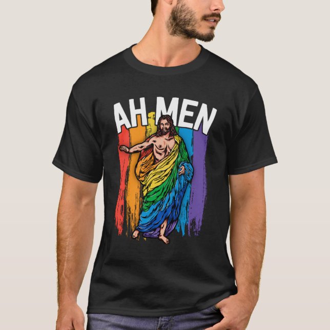 Ah Men Gay Jesus Shirt Funny Lgbtq Shirts Geschenk (Vorderseite)