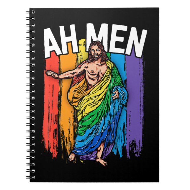 Ah Men Gay Jesus Shirt Funny LGBTQ Shirts Geschenk Notizblock (Vorderseite)