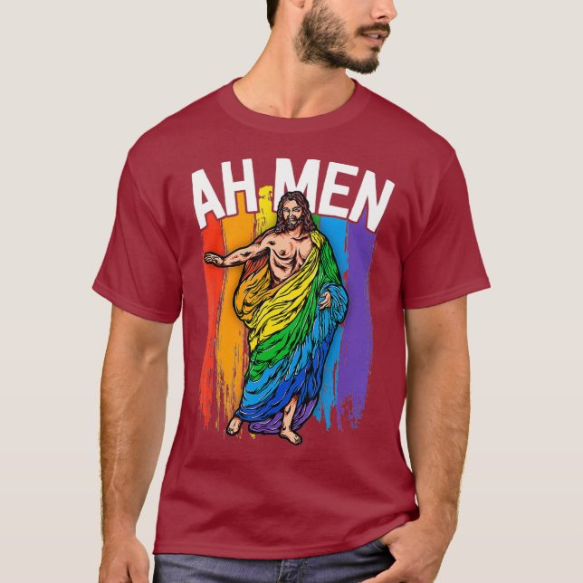 Ah Men Gay Jesus Shirt Funny LGBTQ Shirts Gifts (Vorderseite)