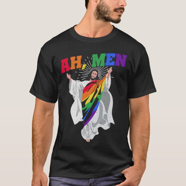 Ah Men Pride Month Human Rights Proud Ally Queer L T-Shirt (Vorderseite)