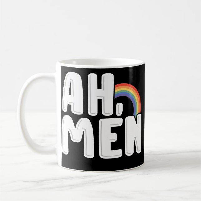 Ah Men Rainbow Gay Jesus Christian LGBT Pride Kaffeetasse (Links)