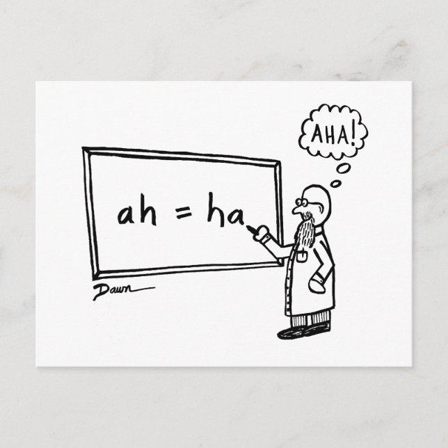 Aha! Funny STEM Cartoon Spaß Math Science Joke Postkarte (Vorderseite)