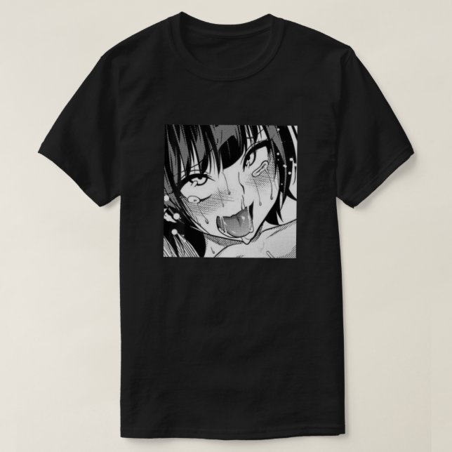 Ahegao Anime Girl with Tongue and Handout Weeb T T-Shirt (Design vorne)