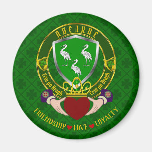 Aherne Irish Shield & Claddagh Magnet
