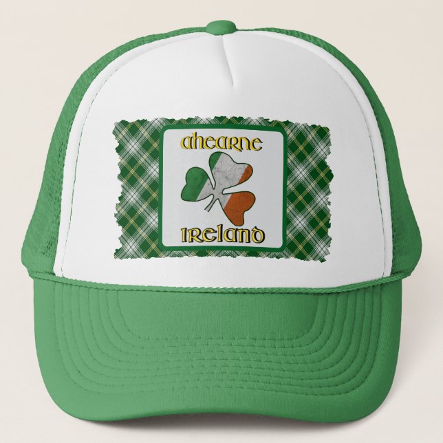 Aherzne Irish Flag Kleeblatt Trucker Hat Truckerkappe (Vorderseite)