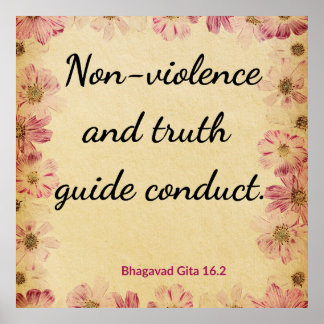 Ahimsa Beige Pink Gita Verhalten Wahrheit Blumenpr Poster