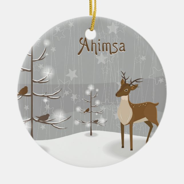 Ahimsa Holiday Reindeer Keramikornament (Vorne)