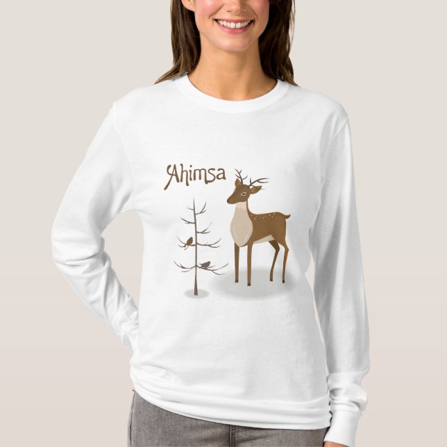 Ahimsa Holiday Reindeer T-Shirt (Vorderseite)