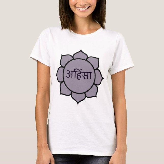 Ahimsa Lotos lila T-Shirt (Vorderseite)