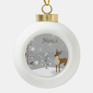 Ahimsa Reindeer Holiday Keramik Kugel-Ornament
