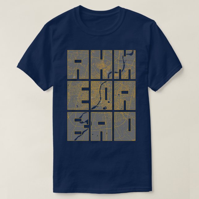 Ahmedabad Gujarat India City Map Typografie Bauhau T-Shirt (Design vorne)