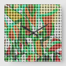 Ähnlich wie geflochtener Korb über einem Gras-Foto Quadratische Wanduhr