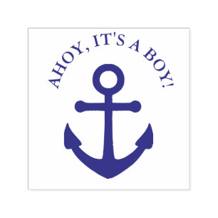 Ahoi ist es eine Jungen-Seebaby-Duschen-Briefmarke Permastempel