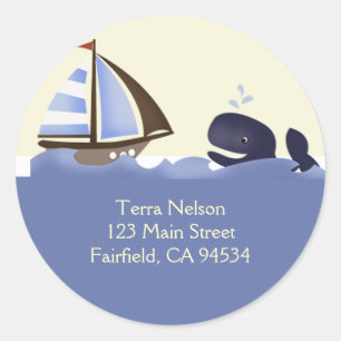 Ahoi Kamerad-Blauwal-Rücksendeadresse-Aufkleber Runder Aufkleber