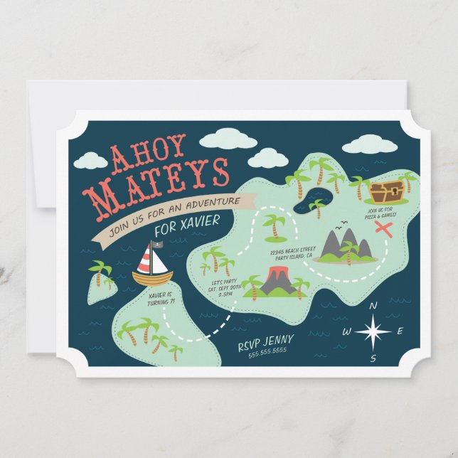 Ahoi laden Mateys Abenteuer ein Einladung (Vorderseite)