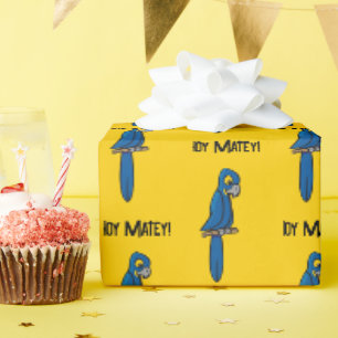 Ahoi Matrosen-Papagei-Cartoon, Lustiger Ara-Vogel Geschenkpapier