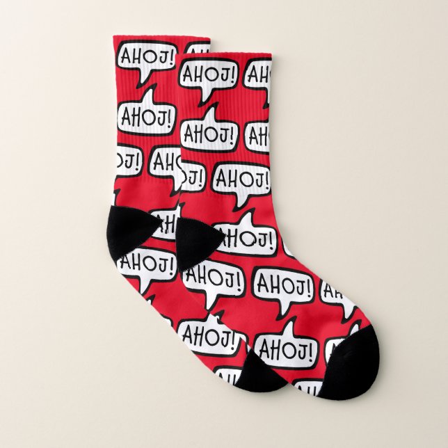 AHOJ! Tschechische Gruß, Hallo, Hallo, Tschechien Socken (Paar)