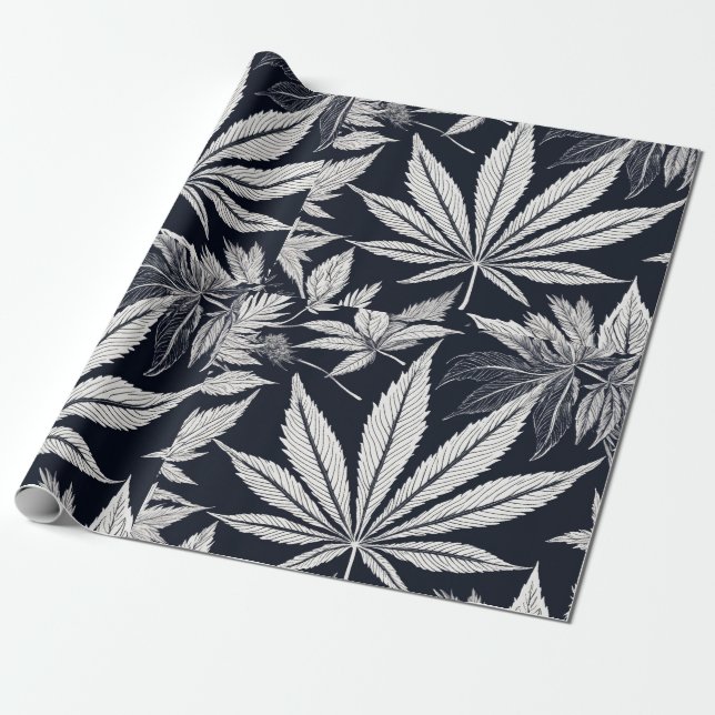 Ahorn am Mitternacht: Design des Party im Schwarzw Geschenkpapier (Ungerollt)