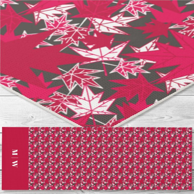 Ahorn-Blätter auf kohlebeständigem Hintergrund Yogamatte (Maple Leaves-Red on a Charcoal Background Yoga Mat)
