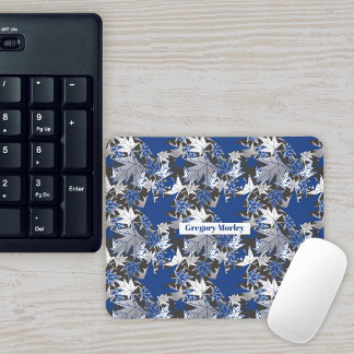 Ahorn-Blätter - Blau auf kohlebeständigem Hintergr Mousepad