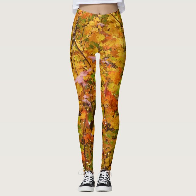 Ahorn-Blätter II Herbstzweige Leggings (Vorderseite)