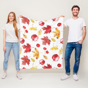 Ahorn-Blätter, Kirschen, Äpfel Fleecedecke