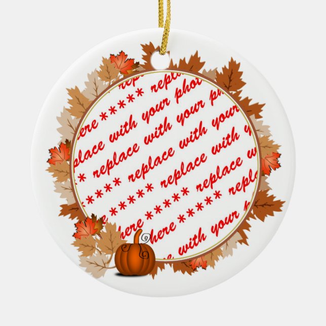 Ahorn-Blätter mit Pumpkin Foto Frame Keramikornament (Vorne)