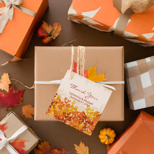 Ahorn-Blätter Orange & Terracotta Herbsthochzeit Geschenkanhänger