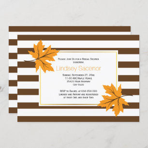 Ahorn-Blätter und Streifen Hochzeit im Herbst Brau Einladung