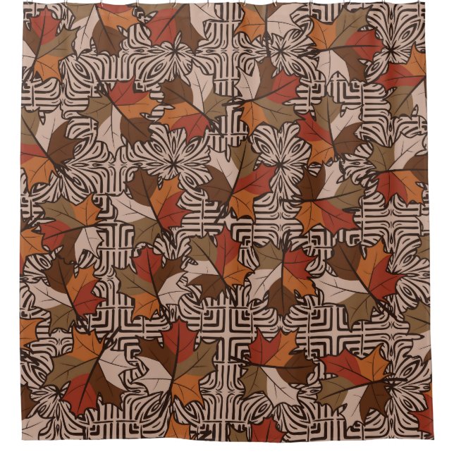 Ahorn-Blätter Vierfinger-Blume Duschvorhang (Vorderseite)