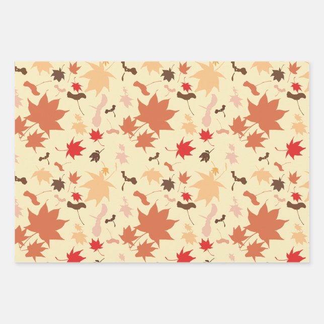Ahorn-Herbstblätter Geschenkpapier Set (Vorderseite)
