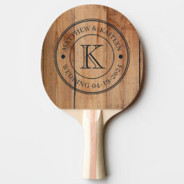 Ahorn-Rohschnitt-Hochzeitsmonogramm Tischtennis Schläger