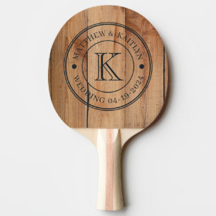 Ahorn-Rohschnitt-Hochzeitsmonogramm Tischtennis Schläger