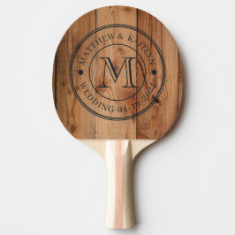 Ahorn-Rohschnitt-Hochzeitsmonogramm Tischtennis Schläger