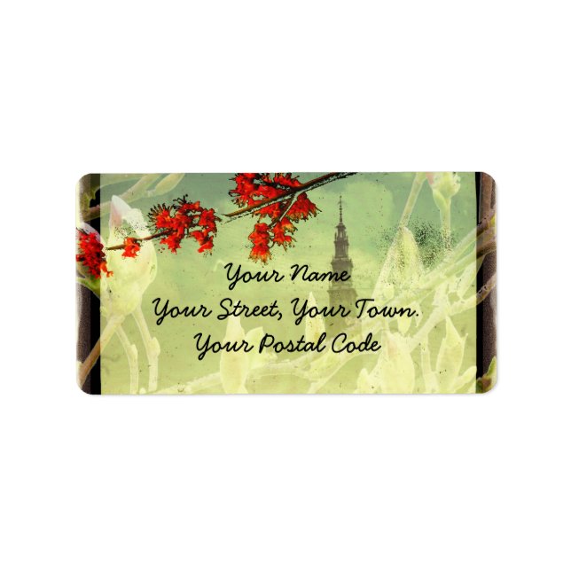 Ahorn und Magnolia Blossom Adressaufkleber (Vorne)