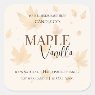 Ahorn Vanille Elegantes Herbst-Sojakerzen-Label Quadratischer Aufkleber