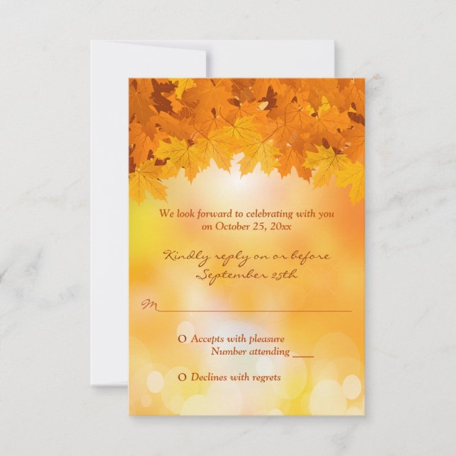 Ahorn Verlasst Herbst-Splendor-Hochzeit-RSVP-Karte RSVP Karte (Vorderseite)