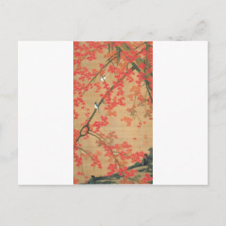 Ahornbaum und kleine Vögel von Ito Jakuchu Postkarte