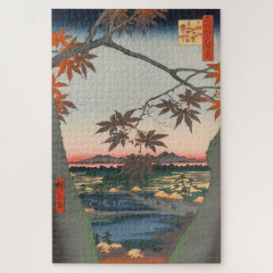 Ahornbaume im Herbst Schrein Vintag Ukiyo-e Japan Puzzle
