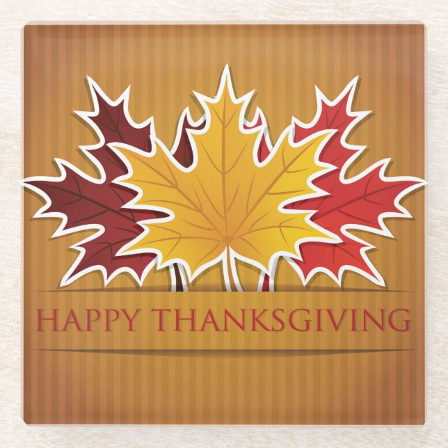 Ahornblatt Erntedank Glasuntersetzer (Vorderseite)