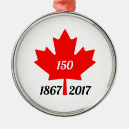 Ahornblatt Kanadas 150 im Jahre 2017 Silbernes Ornament