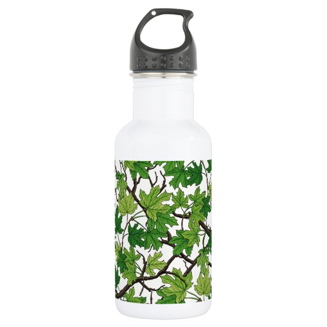 Ahornblätter auf Weiß Edelstahlflasche (Vorderseite)