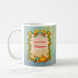 Ahornblätter, Kürbisse und lebendige Blumen Kaffeetasse