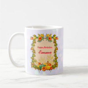 Ahornblätter, Kürbisse und lebendige Blumen Kaffeetasse