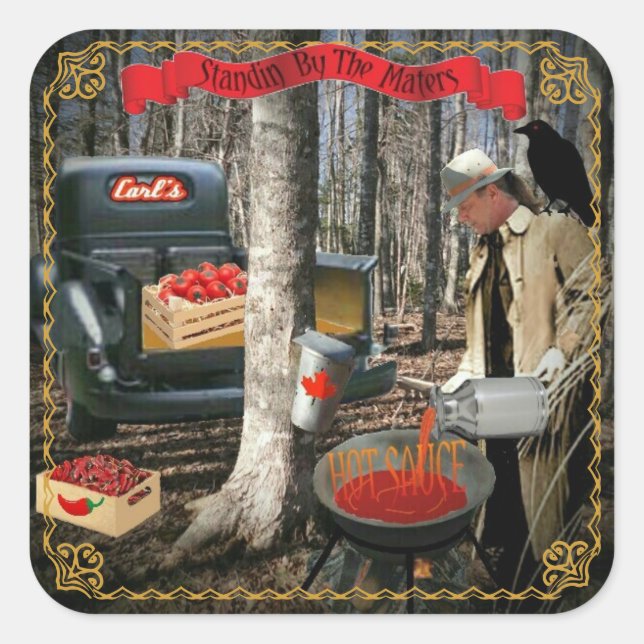 Ahornetikett Quadratischer Aufkleber (Vorderseite)