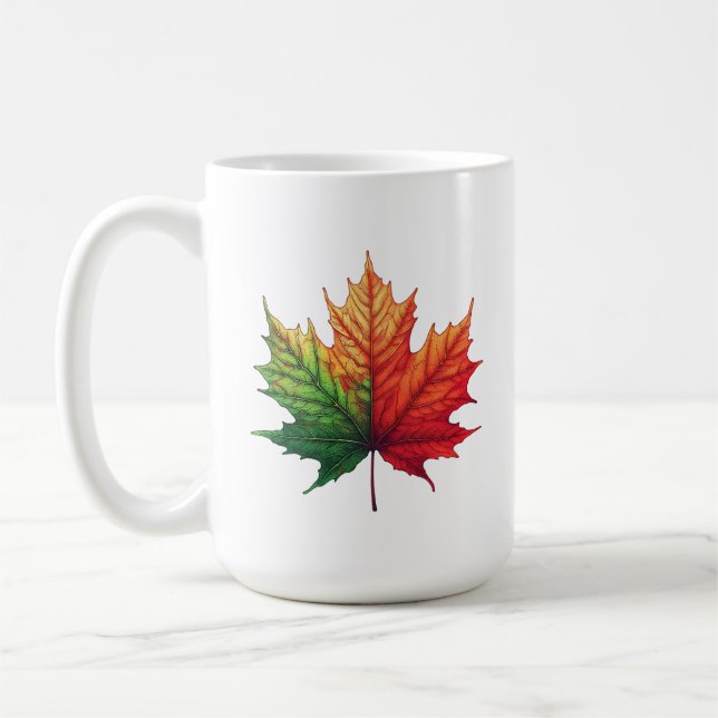 Ahornfallleaf Große klassische Keramik Kaffeetasse (Links)